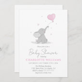 Invitation Cute Elephant with Balloon Baby Shower (Devant / Derrière)