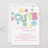 Invitation Cute en Baby shower à boutons coudre (Devant)