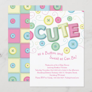Invitation Cute en Baby shower à boutons coudre
