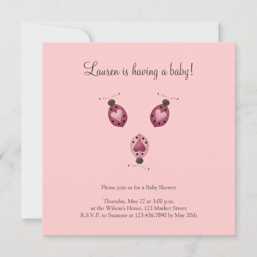 Invitation Cute en bug ・ Trois bugs de Ladybugs (Devant)