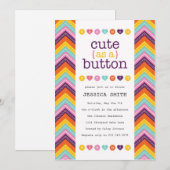 Invitation Cute en tant qu'invitation Baby shower de boutons (Devant / Derrière)