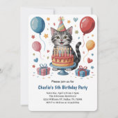 Invitation Cute Enfants Chat Anniversaire (Devant)
