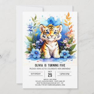 Invitation Cute Explorer Tiger Boy Anniversaire