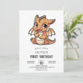 Invitation Cute Fairytale Dragon numérique 1er anniversaire (Debout devant)