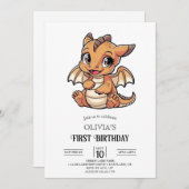 Invitation Cute Fairytale Dragon numérique 1er anniversaire (Devant / Derrière)