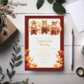 Invitation Cute Fall Écureuil des bois Deuxième anniversaire