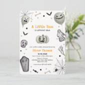 Invitation Cute Fall Little Boo Ghost Halloween Baby shower (Debout devant)