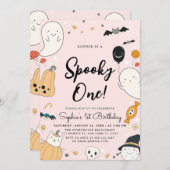 Invitation Cute Fantôme Halloween Éffrayant Un 1er anniversai (Devant / Derrière)