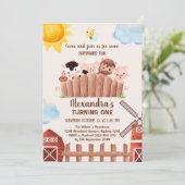 Invitation Cute Farm Animals Barnyard 1er Anniversaire Invita (Debout devant)