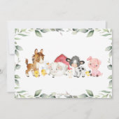 Invitation Cute Farm Animals Barnyard Green 1er anniversaire (Dos)