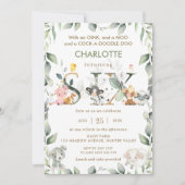 Invitation Cute Farm Animals Barnyard Green 6e anniversaire (Devant)