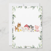 Invitation Cute Farm Animals Barnyard Green 6e anniversaire (Dos)