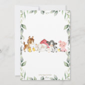 Invitation Cute Farm Animals Barnyard Green Anniversaire (Dos)
