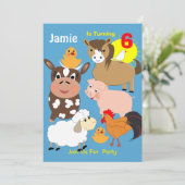 Invitation Cute Farm Animals Fête Anniversaire de enfant à th (Debout devant)