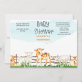Invitation Cute Farm Animaux Baby showers garçons (Devant)