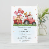 Invitation Cute Farm Animaux Barnyard 1er anniversaire fête (Debout devant)