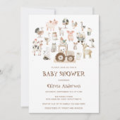 Invitation Cute Farm Animaux Barnyard Baby shower neutre (Devant)