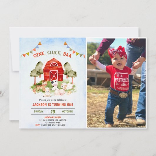 Invitation Cute Farm Animaux Barnyard fête d'anniversaire (Devant)