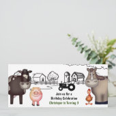 Invitation Cute Farm, Animaux et Tracteur Anniversaire (Debout devant)