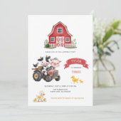 Invitation Cute Farm Animaux Farmhouse Fête d'anniversaire (Debout devant)