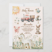 Invitation Cute Farm Animaux Verdure Garçon Grange Baby showe (Devant)