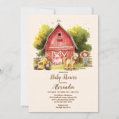 Invitation Cute Farm Animaux Verdure Garçon Grange Baby showe (Devant)