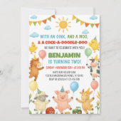 Invitation Cute Farm Barnyard Animals Kids Birthday Party (Devant)