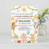 Invitation Cute Farm Barnyard Animals Kids Birthday Party (Debout devant)
