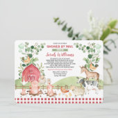 Invitation Cute Farm Barnyard Animaux Baby shower Par Mail (Debout devant)