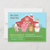 Invitation Cute Farm Grange Animaux Anniversaire de enfant Pa (Devant)