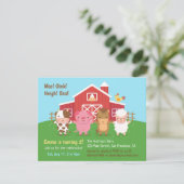 Invitation Cute Farm Grange Animaux Anniversaire de enfant Pa (Debout devant)