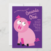 Invitation Cute Farm Pig Kids 1er Anniversaire Fête Invitatio (Devant)