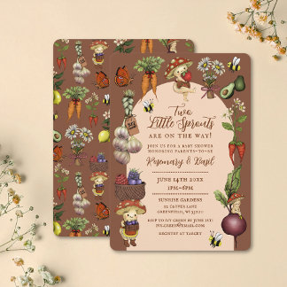 Invitation Cute Farmers Market Theme Twin Couples Baby Shower