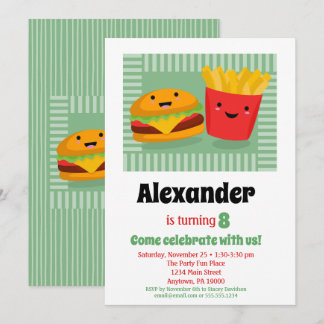 Invitation Cute Fast Food Hamburger Fries Anniversaire Invita