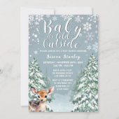 Invitation Cute Fawn | Baby shower de la forêt de neige d'hiv (Devant)