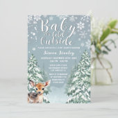 Invitation Cute Fawn | Baby shower de la forêt de neige d'hiv (Debout devant)