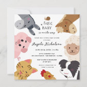 Invitation Cute ferme animaux Baby shower d'aquarelle moderne (Devant)