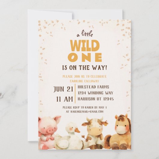 Invitation Cute ferme Baby shower de Barnyard (Devant)