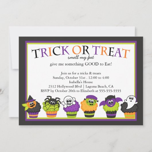 Invitation Cute fête des gâteaux d'Halloween pour les enfants (Devant)