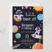 Invitation Cute Feu De L'Espace Thème Tout Âge Anniversaire (Devant)