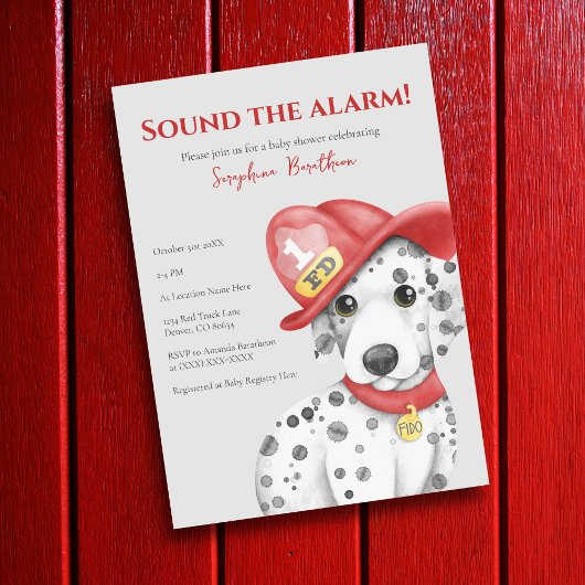 Invitation Cute Fire Fighter Baby shower dalmate
