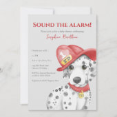 Invitation Cute Fire Fighter Baby shower dalmate (Devant)