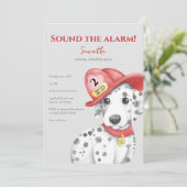 Invitation Cute Fire Fighter Dalmatien Anniversaire (Debout devant)