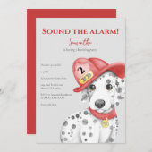 Invitation Cute Fire Fighter Dalmatien Anniversaire (Devant / Derrière)