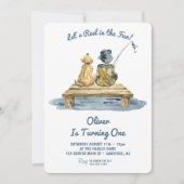Invitation Cute Fishing Boy 1er anniversaire (Devant)
