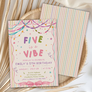 Invitation Cute Five Is A Vibe 5ème Anniversaire