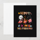 Invitation Cute Flamingo HalloThanksmas Happy Halloween Thank (Devant / Derrière)