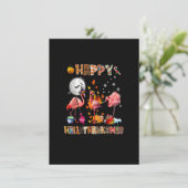 Invitation Cute Flamingo HalloThanksmas Happy Halloween Thank (Debout devant)