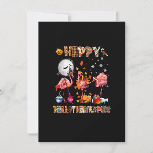 Invitation Cute Flamingo HalloThanksmas Happy Halloween Thank (Devant)