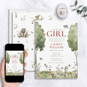 Invitation Cute Fleur sauvage fraise Sweet Baby Girl Douche